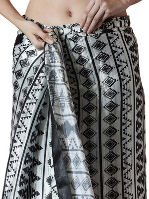Black Chinon Digital Print with Lace Border Ready to Wear Saree