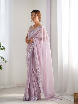 Georgette Party Wear Saree With Blouse Piece