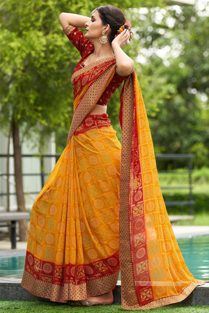 Turmeric Yellow Georgette Saree