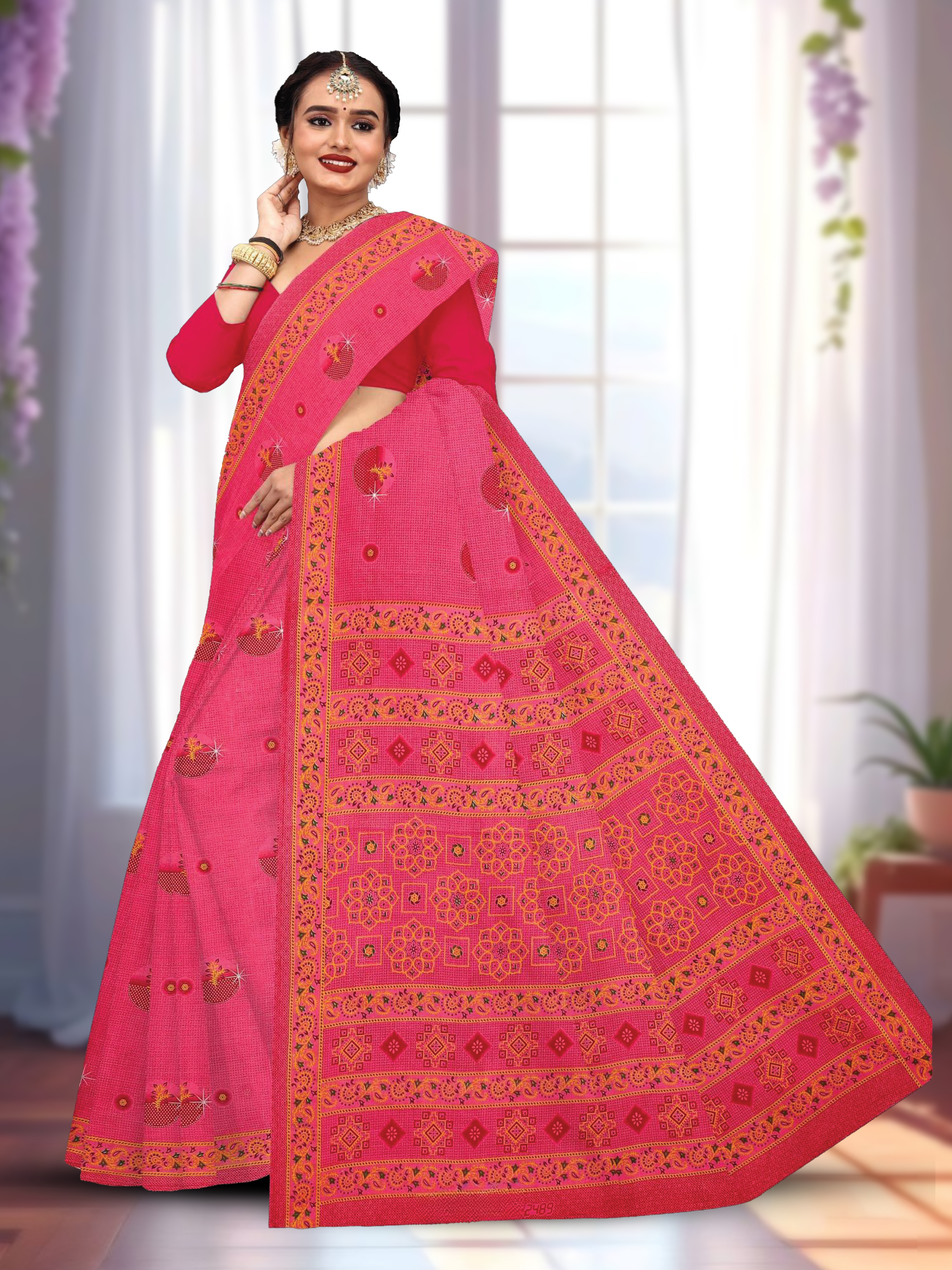 Cotton Saree With Un-Stitched Blouse