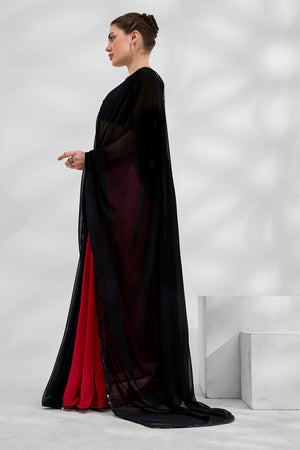 Black Georgette Saree With Blouse Piece
